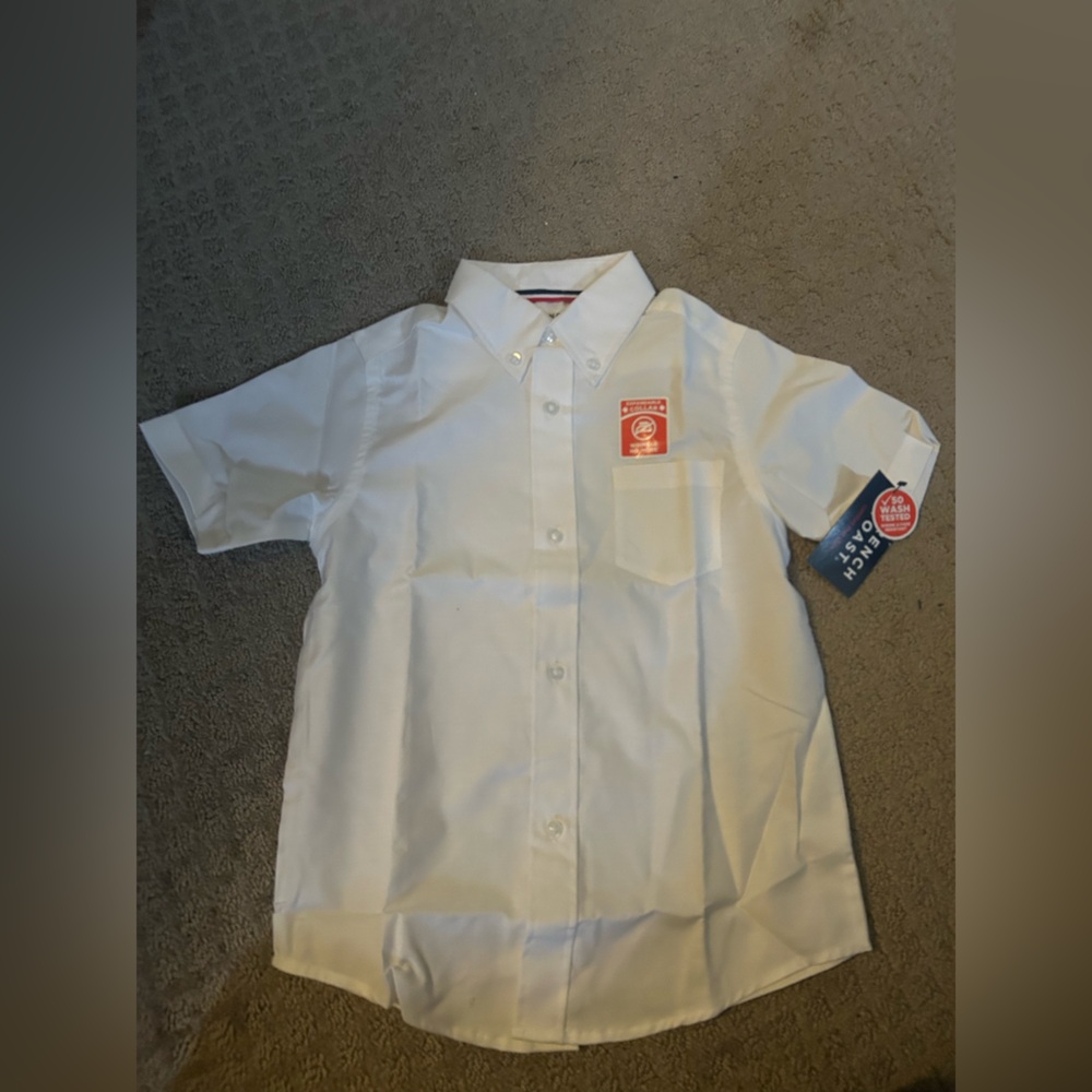French Toast White Short Sleeve Button Down Shirt Boys 7